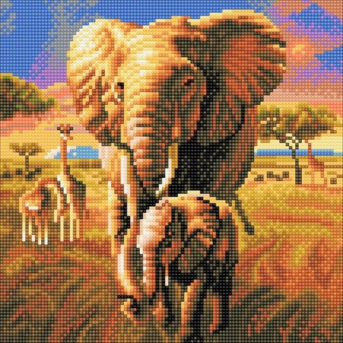 Diamond Painting Savannah Elephant Olifant 30 x 30 cm full painting