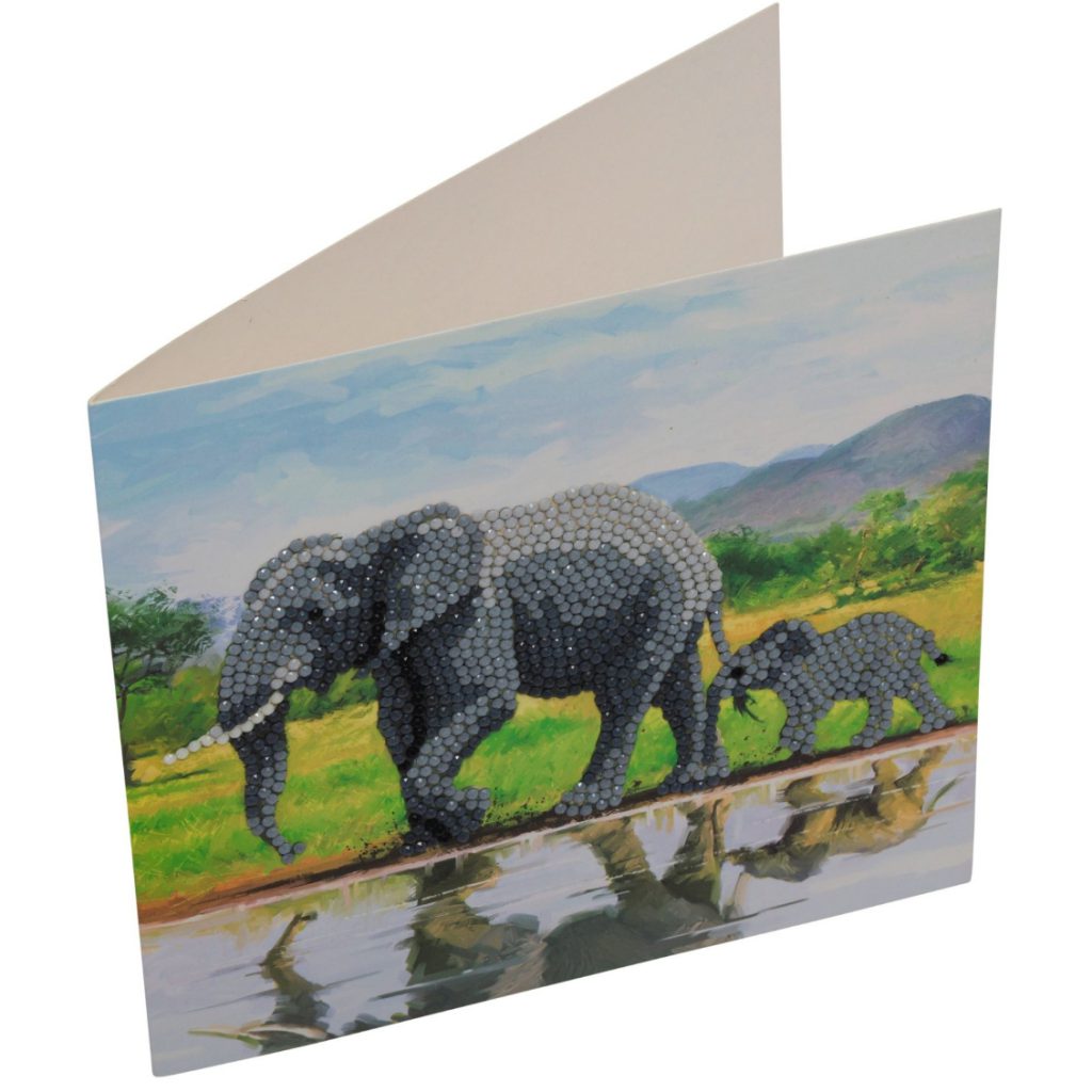 Diamond Painting Elephant Olifant 18 X 18 Cm Kaart Crystal Art